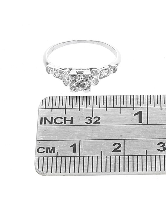 Vintage Diamond Milgrain Engagement Ring in Platinum
